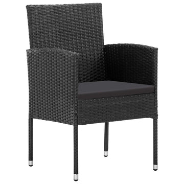NNEVL Garden Chairs with Black Cushions 4 pcs Black Poly Rattan