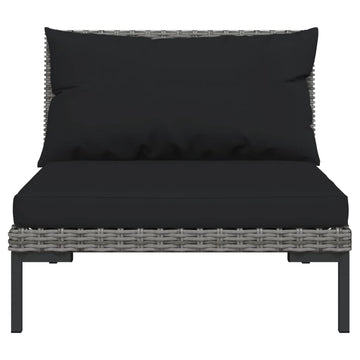 NNEVL 9 Piece Garden Lounge Set with Cushions Poly Rattan Dark Grey
